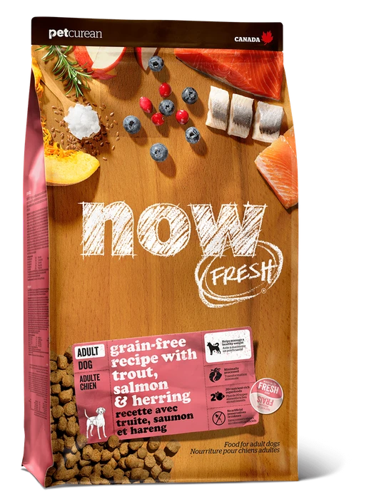 Беззерновой сухой корм NOW Fresh для взрослых собак с чувствительным пищеварением с форелью и лососем Grain Free Fish Adult Recipe