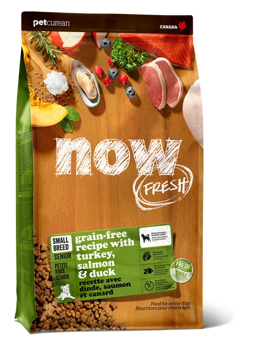Беззерновой сухой корм NOW Fresh для пожилых собак/контроль веса малых пород с индейкой, уткой и овощами Grain Free Small Breed Senior Recipe
