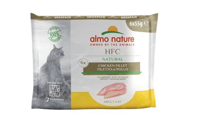 Набор паучей ALMO NATURE для взрослых кошек куриное филе 6 шт. по 55 гр. Multipack Classic Chicken Fillet