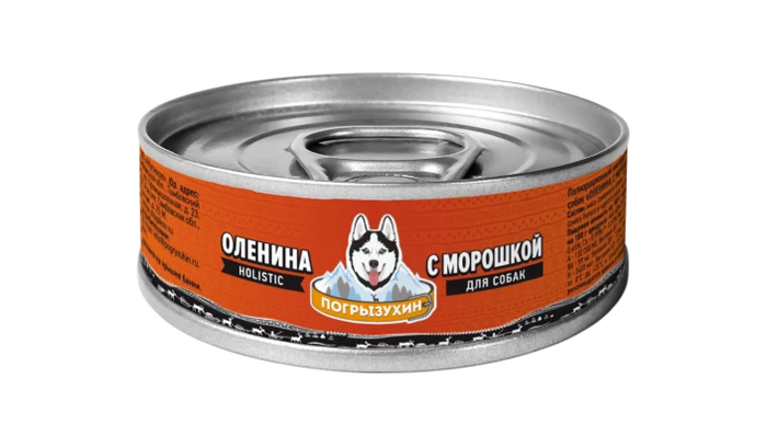 Консервы Погрызухин для собак из мяса Северного оленя с морошкой 100 гр