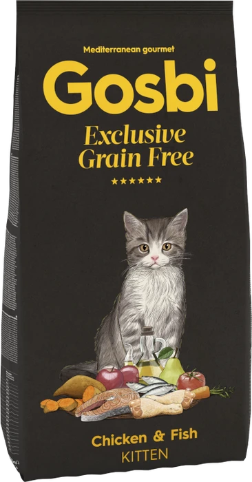 Беззерновой сухой корм GOSBI Exclusive GF для котят с курицей и лососем (Grain Free Kitten Chicken/Fish)