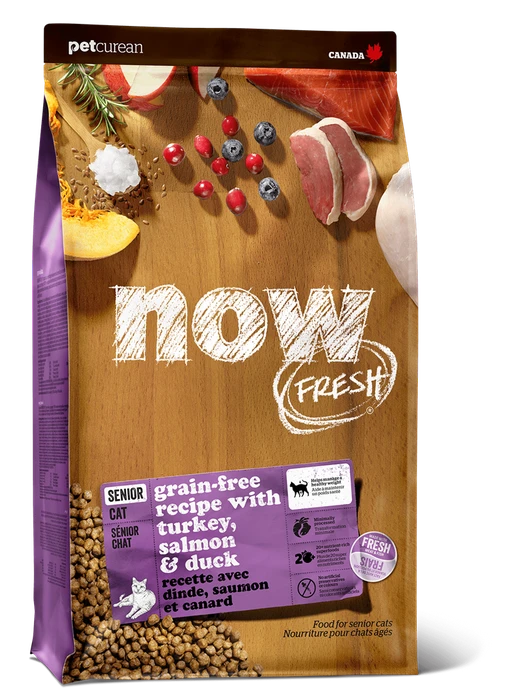 Беззерновой сухой корм NOW Fresh для пожилых кошек/контроль веса с индейкой, уткой и овощами (Grain Free Senior Cat Recipe)