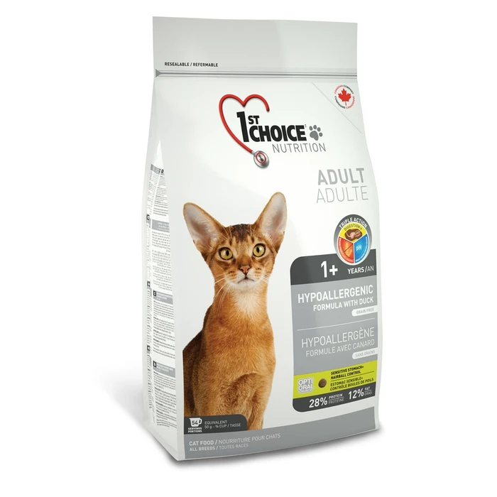 Беззерновой сухой корм 1st CHOICE Hypoallergenic для взрослых кошек с уткой с картофелем
