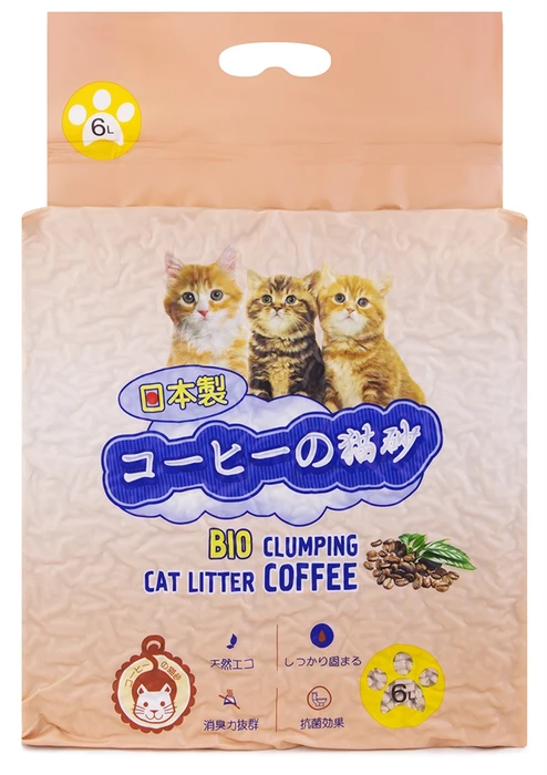 Биоразлагаемый соевый комкующийся наполнитель тофу HAKASE AREKKUSU Bio Clumping Cat Litter Coffee с ароматом кофе