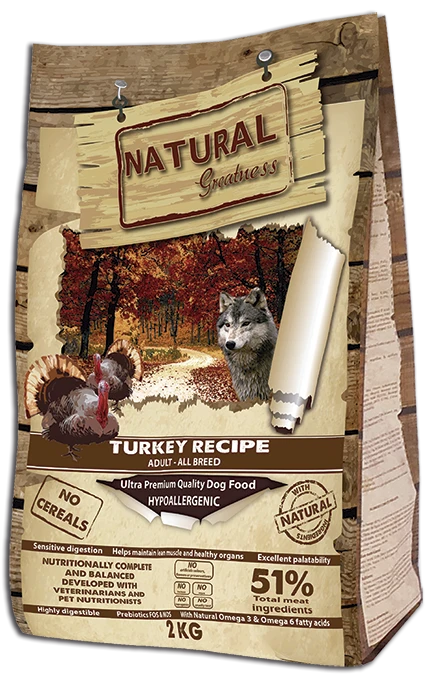Беззерновой сухой корм Natural Greatness для взрослых собак всех пород с индейкой Turkey Recipe
