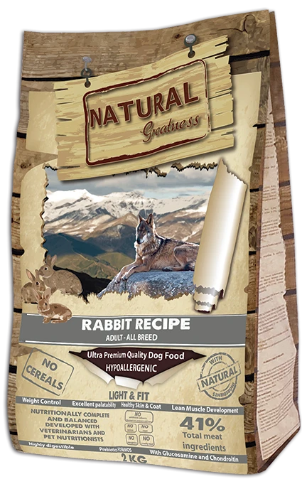 Беззерновой сухой корм Natural Greatness контроль веса/пожилых собак всех пород с кроликом Rabbit Recipe Light/Fit