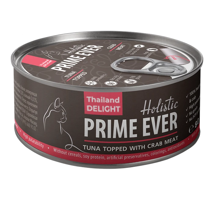 Консервы Prime Ever Holistic для котят и кошек тунец с крабом в желе Tuna Topped With Crab Meat