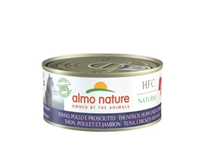 Консервы ALMO NATURE для взрослых кошек с курицей, тунцом и ветчиной HFC - Natural - Tuna, Chicken and Ham