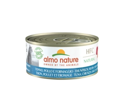 Консервы ALMO NATURE для взрослых кошек с тунцом, курицей и сыром HFC - Natural - Tuna, Chicken and Cheese
