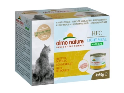 Консервы ALMO NATURE низкокалорийные для взрослых кошек куриное филе набор 4 шт. по 50 гр. Natural Light Meal - Chicken Fillet