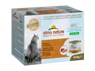 Консервы ALMO NATURE низкокалорийные для взрослых кошек курица с тунцом набор 4 шт. по 50 гр. Natural Light Meal - Chicken and Tuna