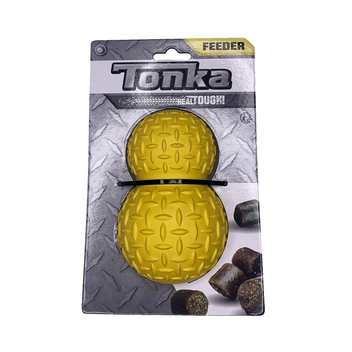 Игрушка-дозатор под лакомства для собак Tonka рифленая размер 12,7 см (для крупных пород) желтая