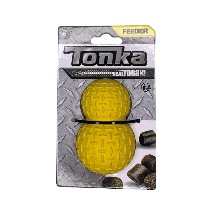 Игрушка-дозатор под лакомства для собак Tonka рифленая размер 8,9 см (для малых пород) желтая