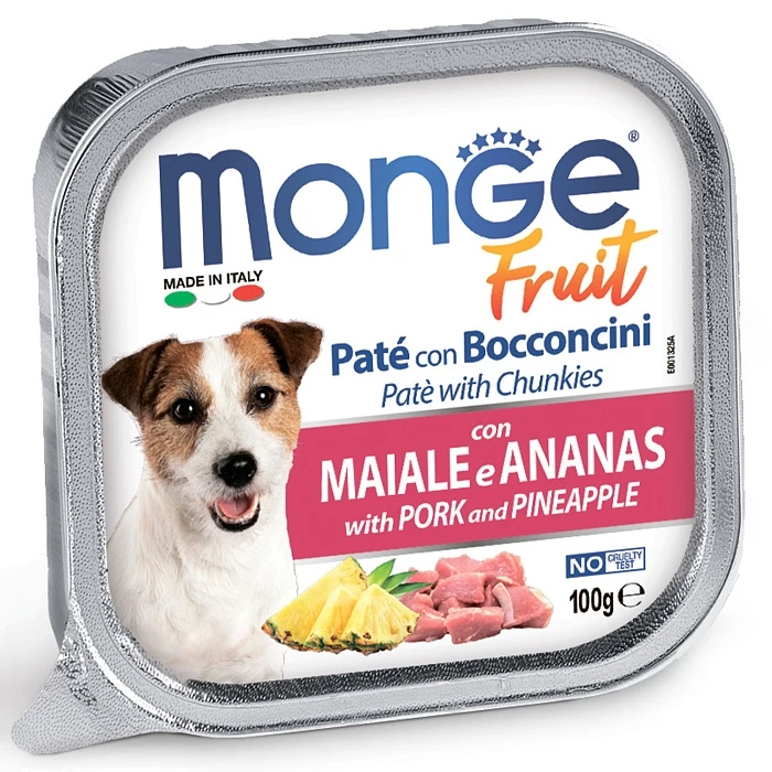 Паштет MONGE Fruit для собак со свининой и ананасом with Pork and Pineapple