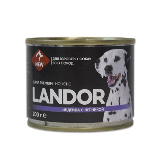 Консервы LANDOR для собак с индейкой и брусникой 200 гр