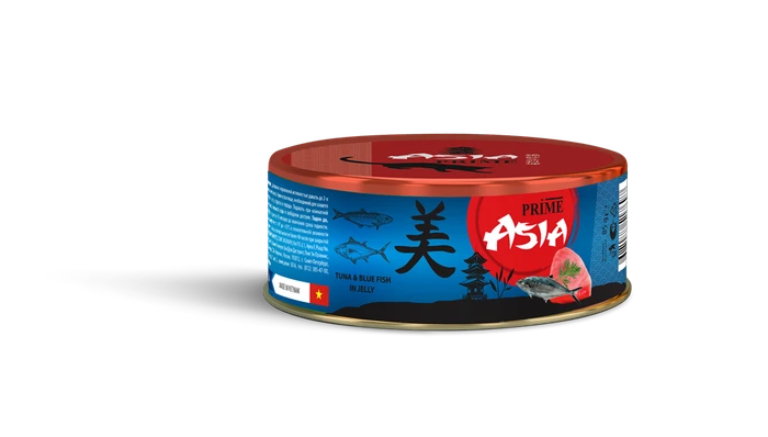 Консервы PRIME ASIA для взрослых кошек с тунцом и голубой рыбой в желе