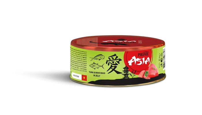 Консервы PRIME ASIA для взрослых кошек с тунцом и рыбой махи-махи в желе