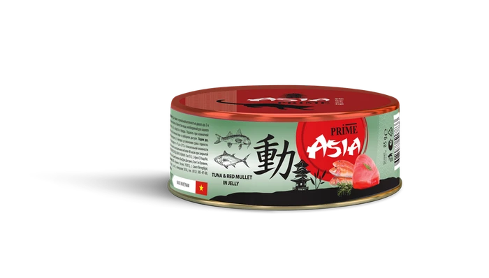 Консервы PRIME ASIA для взрослых кошек с тунцом и красной кефалью в желе Tuna and Red Mullet in jelly