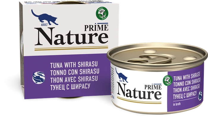 Консервы PRIME NATURE для взрослых кошек с тунцом с ширасу в бульоне