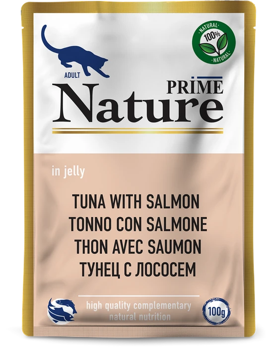 Пауч PRIME NATURE для взрослых кошек тунец с лососем в желе