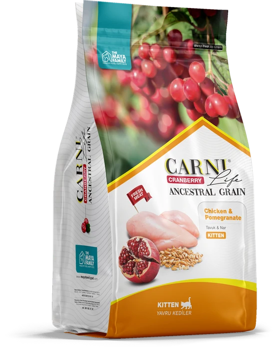 Сухой корм CARNI LIFE для котят курица с гранатом и клюквой Ancesral Grain Chicken / Pomegranate Kitten