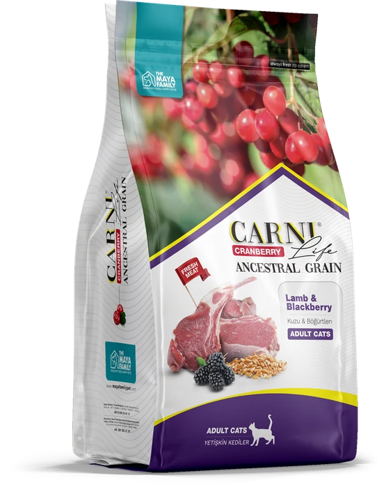 Сухой корм CARNI LIFE для взрослых кошек ягненок с ежевикой и клюквой Ancestral Grain Lamb / Blackberry Adult