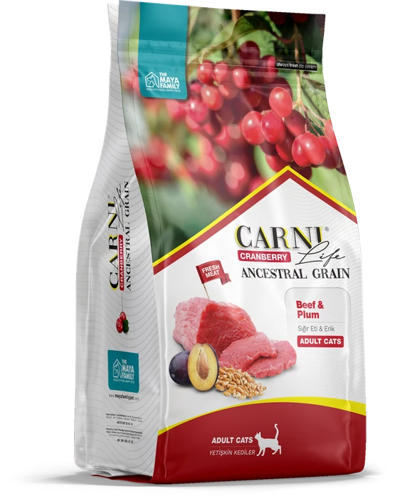 Сухой корм CARNI LIFE для кошек говядина с черносливом и клюквой Ancestral Grain Beef / Plum Adult