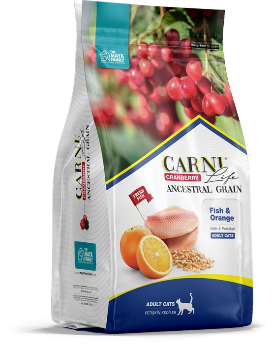 Сухой корм CARNI LIFE для кошек рыба с апельсином и клюквой Ancestral Grain Fish / Orange Adult