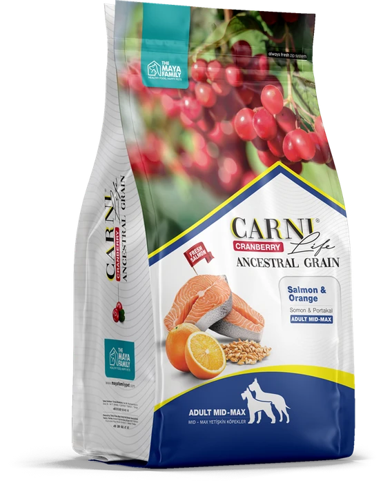 Сухой корм CARNI LIFE для взрослых собак средних и крупных пород лосось с апельсином и клюквой Ancestral Grain Salmon / Orange Adult Medium / Maxi