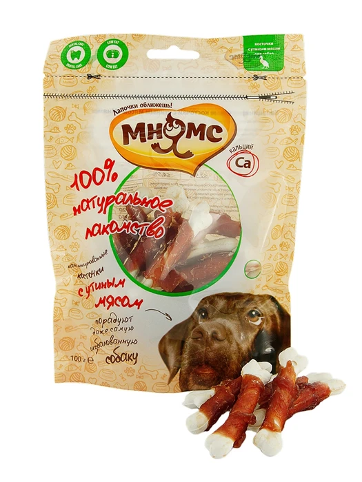 Лакомство для собак Мнямс кальцинированные косточки с утиным мясом 701795