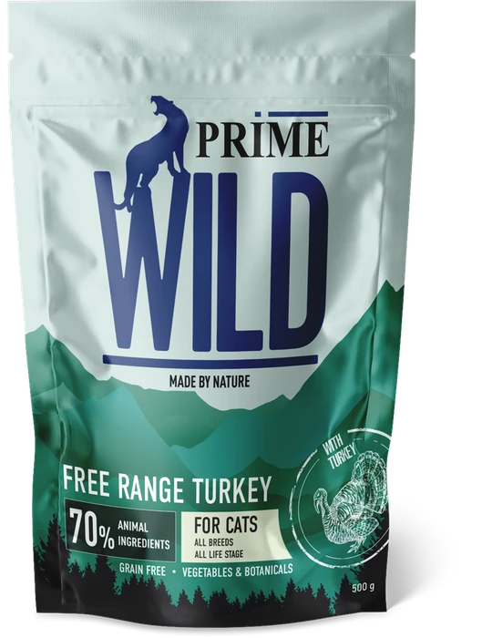 Беззерновой сухой корм PRIME WILD для котят и кошек с индейкой PRIME WILD GF FREE RANGE TURKEY 500 гр