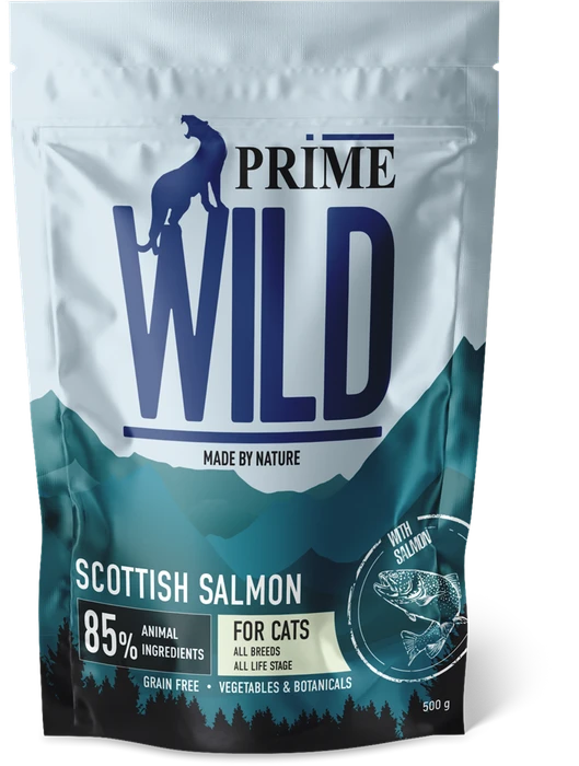 Беззерновой сухой корм PRIME WILD для котят и кошек с лососем PRIME WILD GF SCOTTISH SALMON