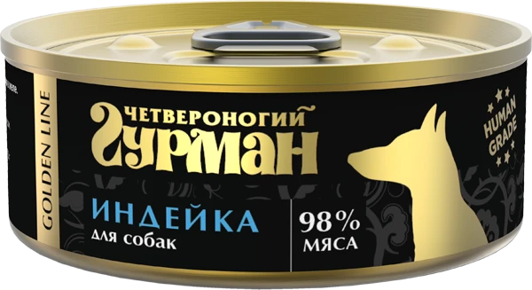 Консервы для собак Четвероногий гурман натуральная индейка в желе Golden Line 100 гр