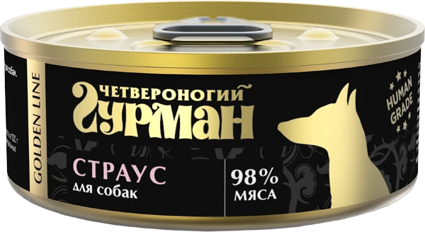 Консервы для собак Четвероногий гурман натуральный страус в желе Golden Line 100 гр
