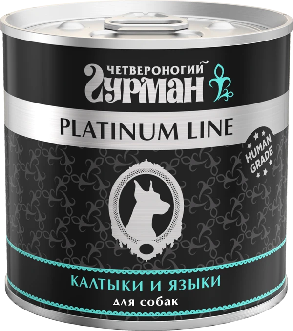 Консервы для собак Четвероногий гурман Калтыки и языки в желе Platinum Line