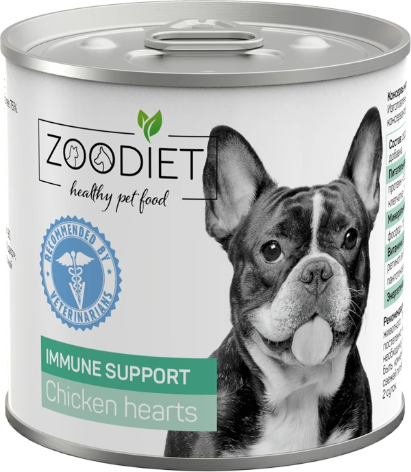 Консервы для собак ZooDiet с куриными сердечками поддержка иммунитета Immune Support Chicken Hearts 240 гр