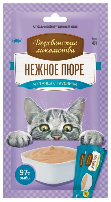 Деревенские лакомства - Десерт для кошек Нежное пюре из тунца 4 шт