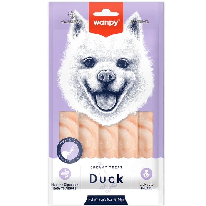 Крем лакомство WANPY DOG для собак нежное пюре из утки Creamy Snack for Dogs Duck RA-70
