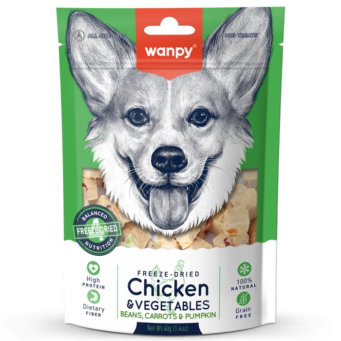 Сублимированное лакомство WANPY DOG для собак "Курица и овощи" Freeze Dried Chicken & Vegetable FCA-03