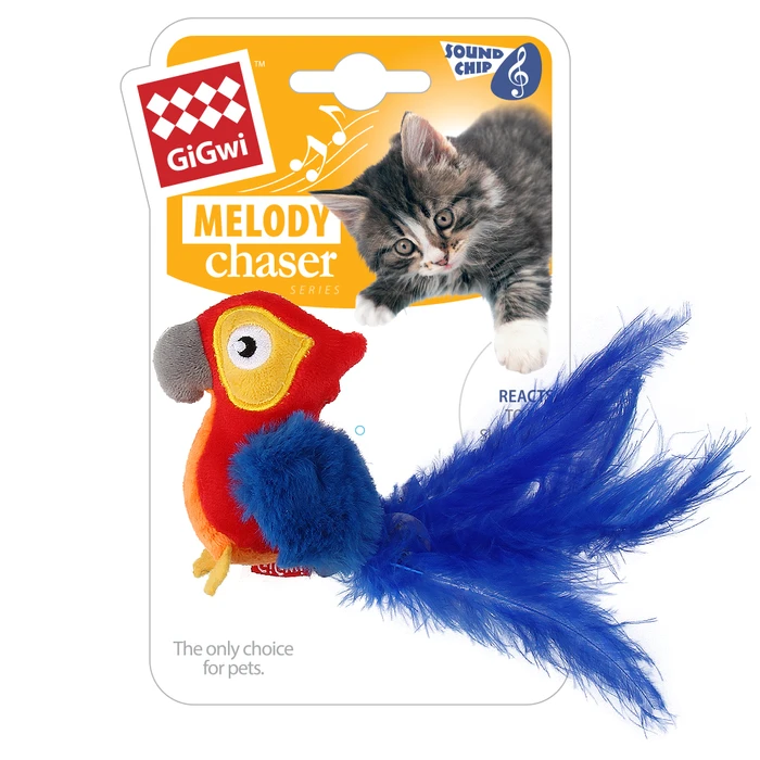 Игрушка GIGWI для кошек Попугай со звуковым чипом 75459