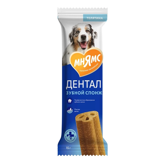 Лакомство для чистки зубов для собак малых и средних пород Мнямс DENTAL "Зубные спонжи" с фитокомплексом 170623