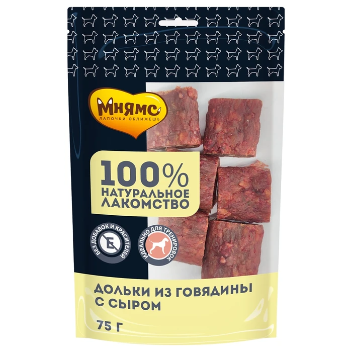 Лакомство для собак Мнямс Дольки из говядины с сыром 170609