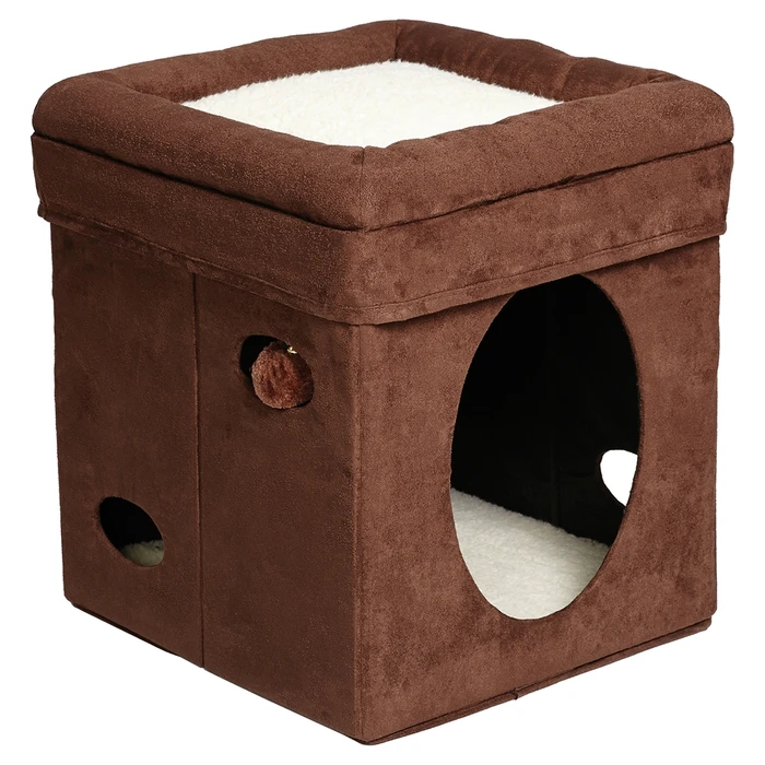 Домик-лежанка для кошек MidWest Currious Cat Cube складной 38,4х38,4х42h см 137-BR