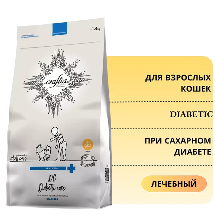 Сухой корм Craftia Galena для кошек при сахарном диабете Craftia Galena Diabetic Сare GAL5427627