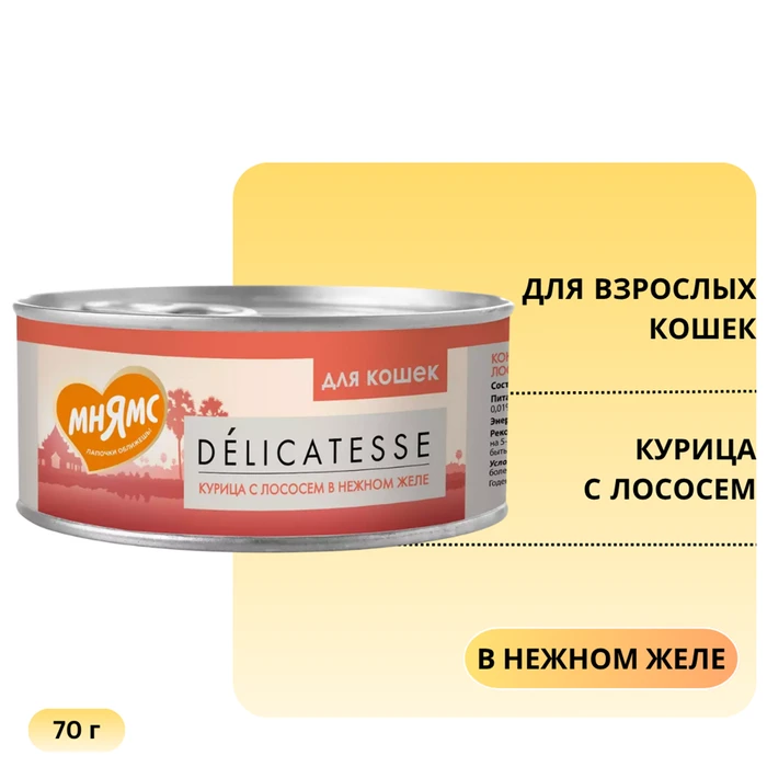 Консервы Мнямс для кошек Курица с Лососем в нежном желе 700804/7176090