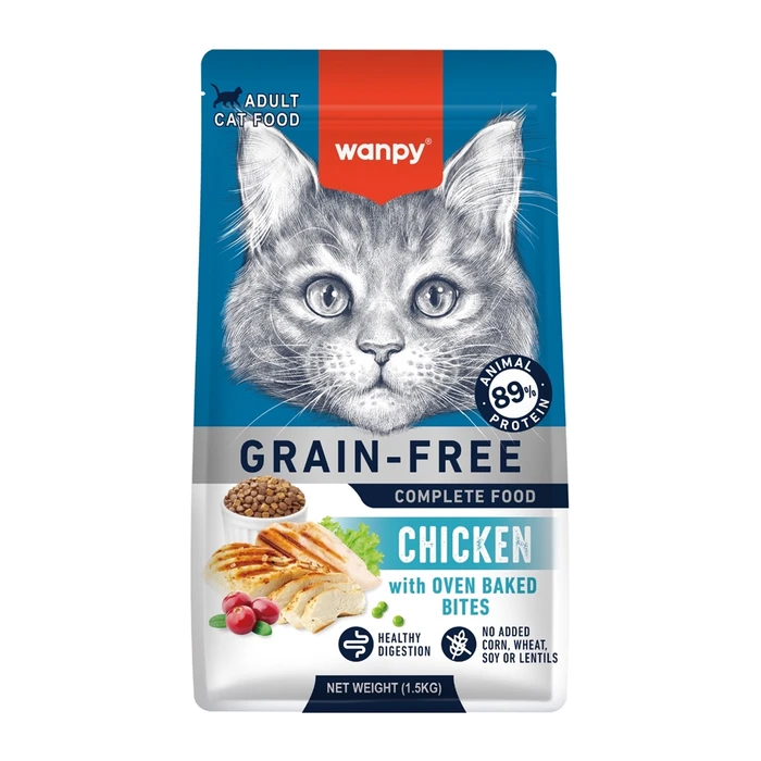 Беззерновой сухой корм Wanpy Cat для взрослых кошек с курицей ADULT CAT CHICKEN CFC-03142