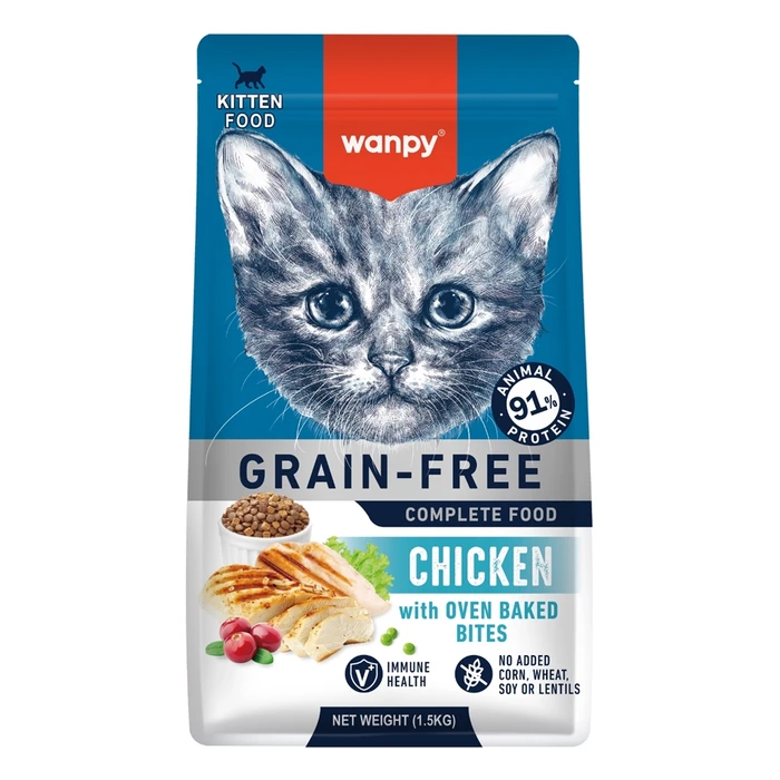 Беззерновой сухой корм Wanpy Cat для котят с курицей KITTEN CHICKEN CFC-02135