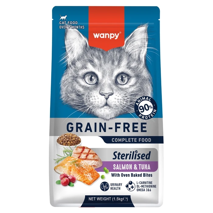 Беззерновой сухой корм Wanpy Cat для стерилизованных кошек с лососем и тунцом STERILIZED CAT SALMON&TUNA CFF-04272