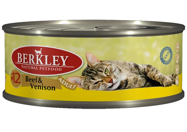 Консервы BERKLEY Beef Venison №12 для взрослых кошек с говядиной и олениной 75111