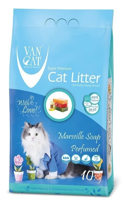 Комкующийся наполнитель VAN CAT Marseille soap с ароматом марсельского мыла без пыли